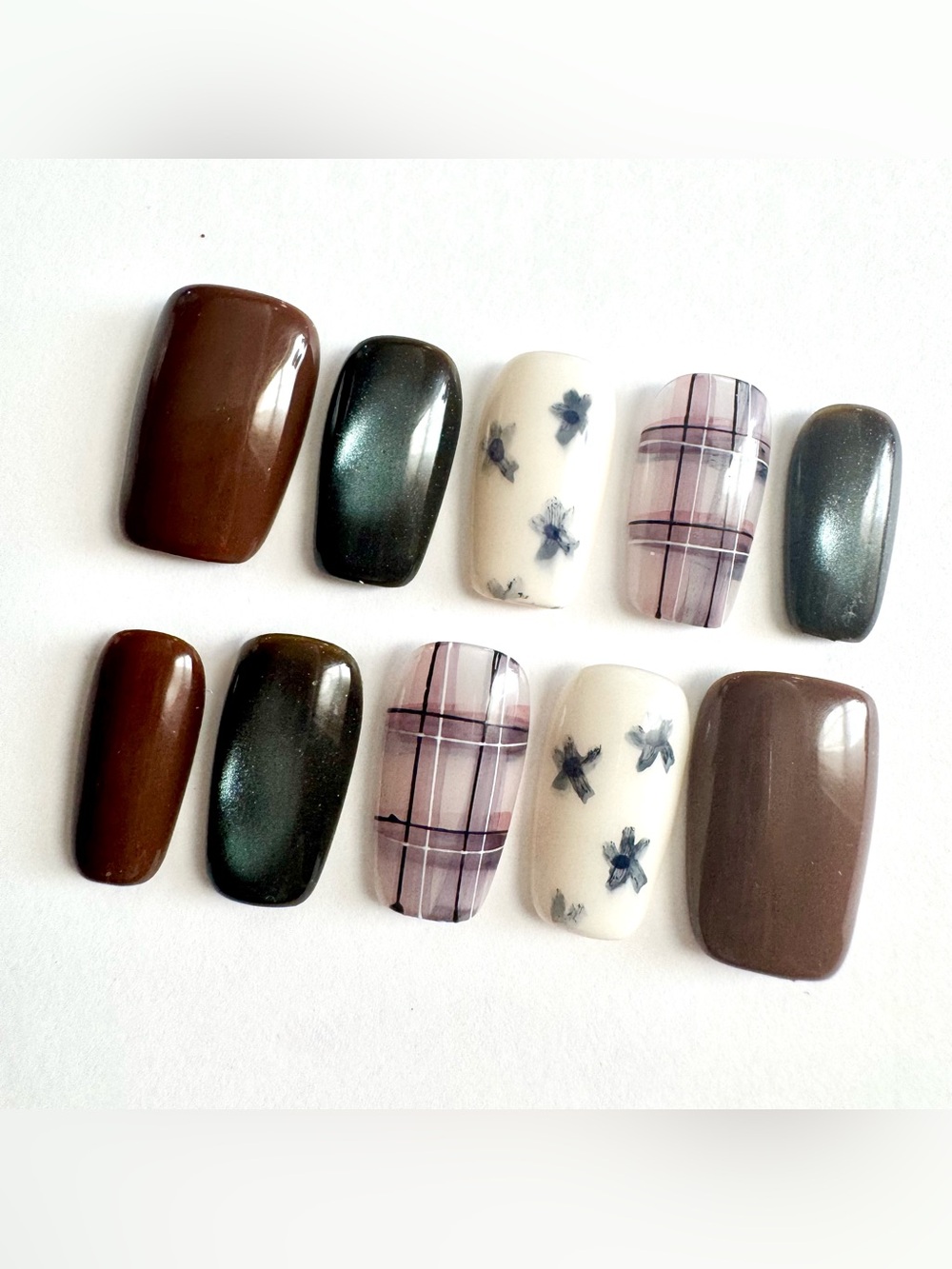 Neutral & Plaid Press-On Nail Set